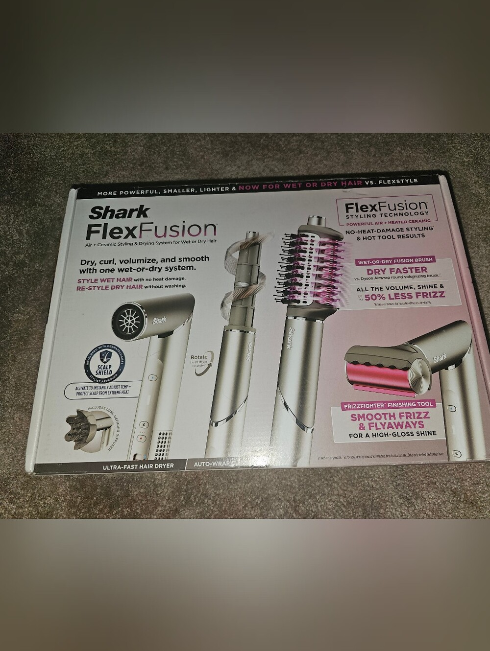 Shark FlexFusion Hair Styling and Drying System - Silver & Pink